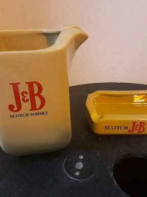 J&B set pitcher and ashtray used, 1970s