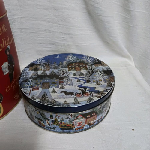 Metal Christmas boxes used, set of 2 pieces