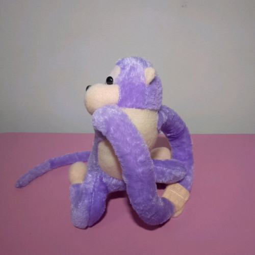 Plush monkey like new with sound, purple, 50 cm length