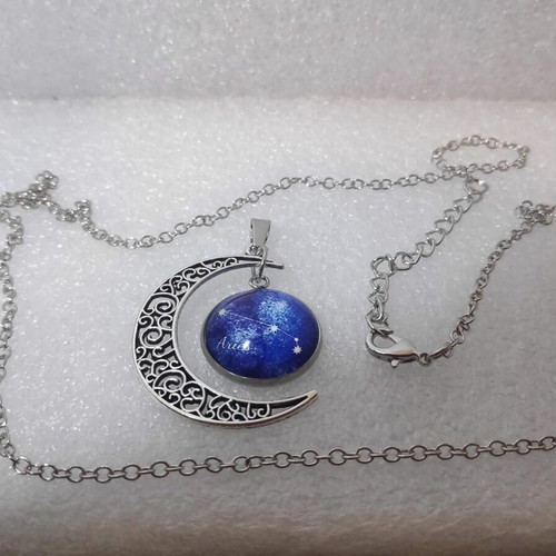 Pendant Aries Constellation with Crescent Moon like new