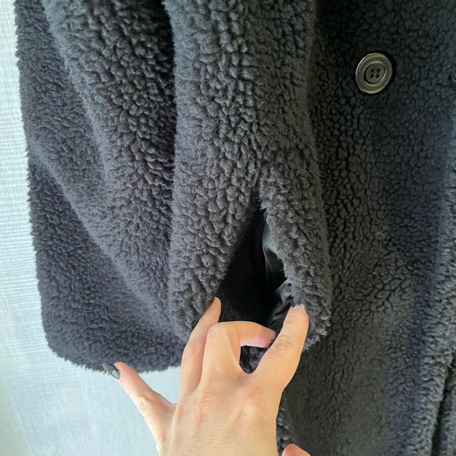 Anran black coat like new, synthetic wool, size L