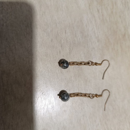 Gold Dangle Earrings new, surgical steel with beads