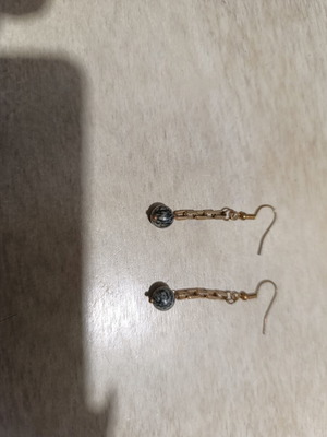 Gold Dangle Earrings new, surgical steel with beads