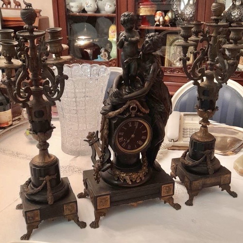 Antique clock set with candlesticks