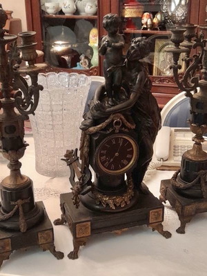 Antique clock set with candlesticks