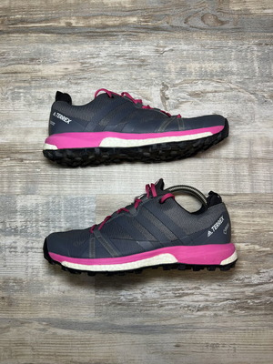 Adidas Terrex Agravic GTX trail running shoes used, grey and pink, size 40.5