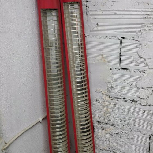 Double tubular lights used, pack of 2, red without bulbs