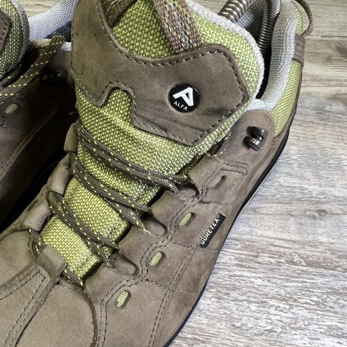 ALFA Gore-Tex hiking shoes, brown suede and green mesh, EU 38