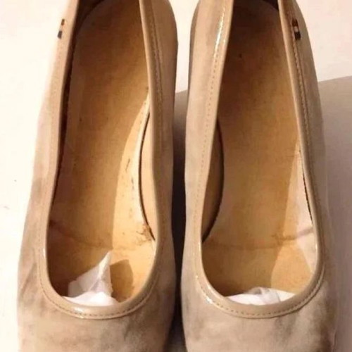 Beige suede platform pumps used, size 41