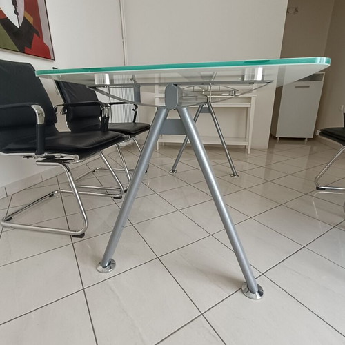 Work Convention Desk 160 x 80 with 4 Elegant II Visitor Chairs, new
