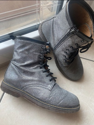 Women's boots like new, grey metallic combat size 38