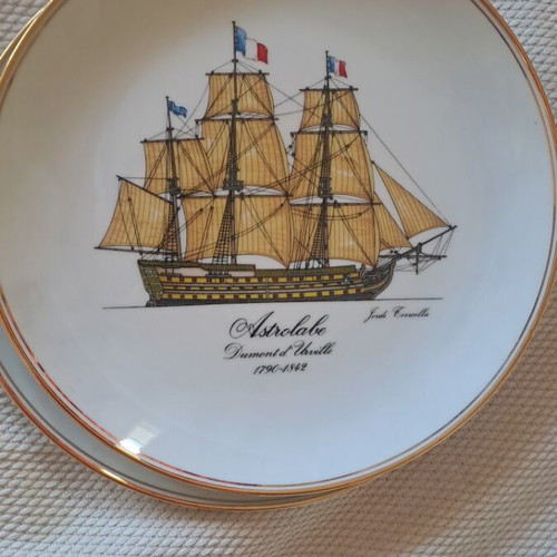 Fürstenberg Germany ship plates set of 2, vintage, like new