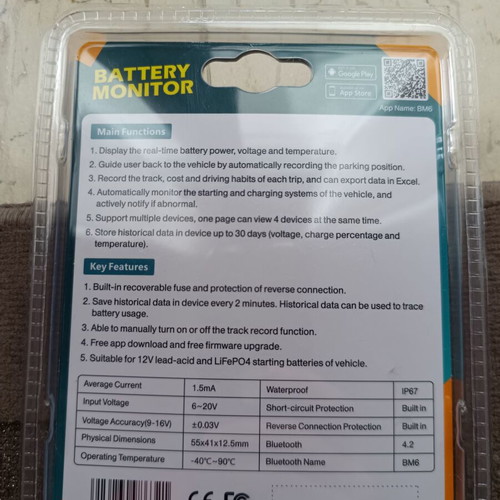 Battery Monitor 12V Bluetooth new for Android and iOS