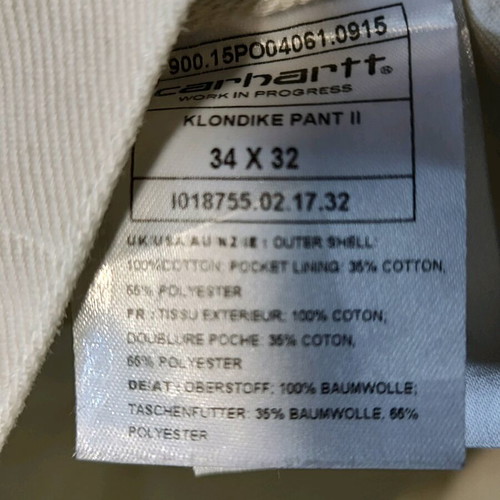 Carhartt WIP Klondike Pant II men's shorts like new, size 34, white