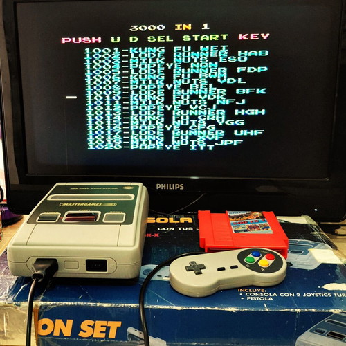 Retro game console used, complete with cartridge and controller