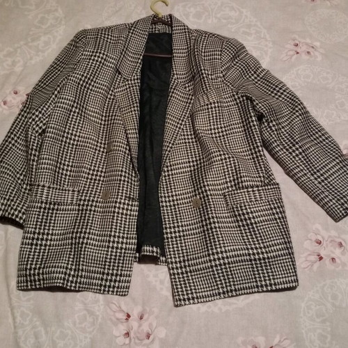 Houndstooth pattern blazer jacket used, checkered design