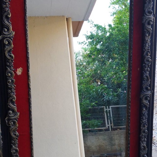 Vintage Love carved mirror used, large