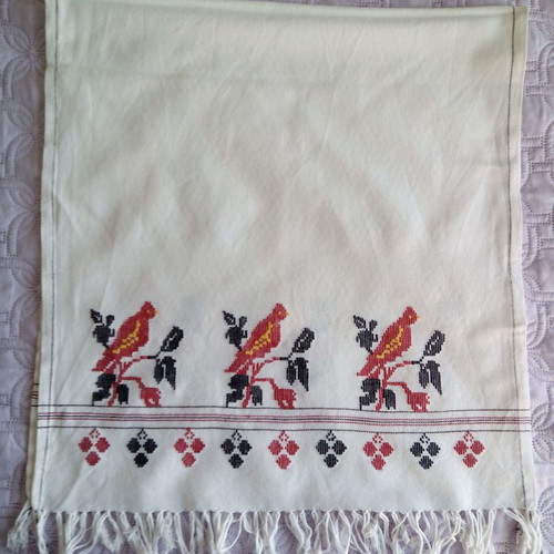 Traditional Cretan table runner new with red birds