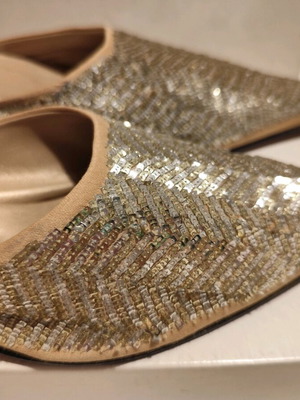 Farrutx golden-silver mules like new, size 38