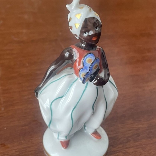 Augarten Wien porcelain figurine "Moor with Butterfly" like new