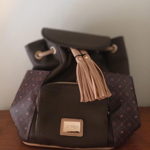 Verde women's backpack dark olive with beige, unused
