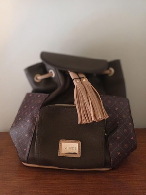 Verde women's backpack dark olive with beige, unused
