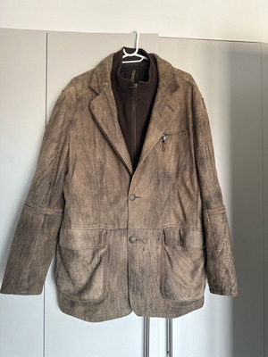 Gimo's men's leather jacket used, size L XL, beige brown
