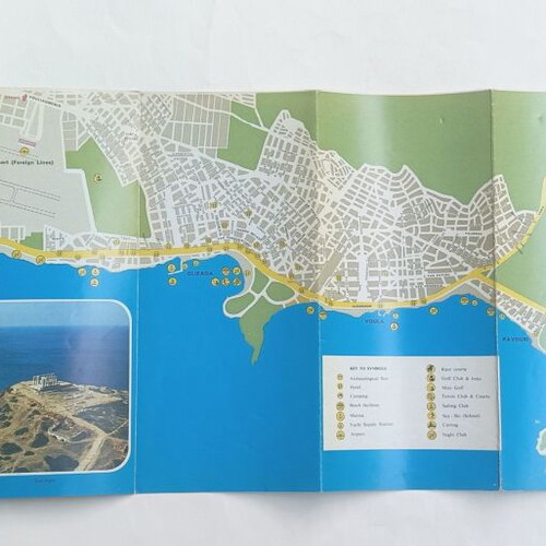 Apollon Beach Vouliagmeni Tourist Guide Map used, EOT 1972 edition