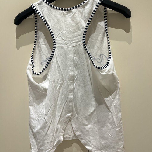 Mayoral sleeveless top like new, white with blue retro print