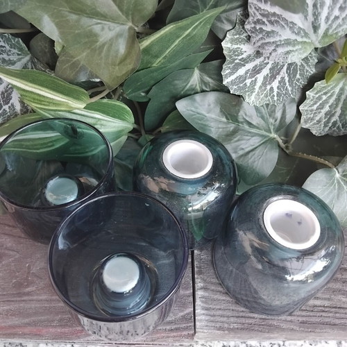 Set of 4 glass double-sided candle holders in Scandinavian style, like new
