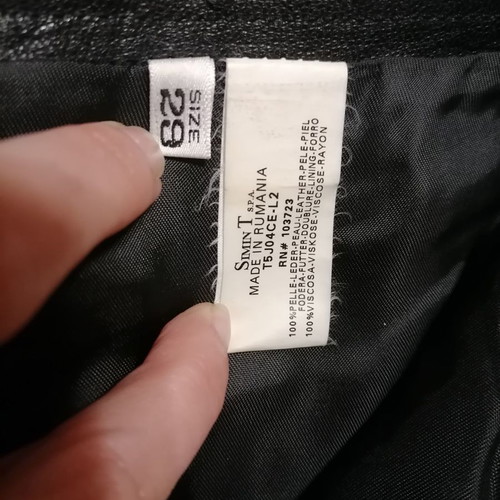 Armani Jeans leather pants new, no 29, straight fit, dark khaki