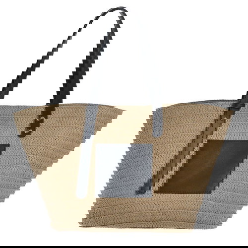 Τσάντα θαλάσσης ψάθινη natural-μαύρη καινούργια 47x27εκ.