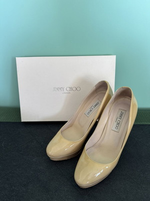 Jimmy Choo Cosmic γόβες nude από δερμάτινο πατέν με πλατφόρμα