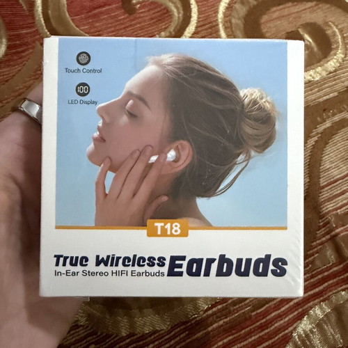 ZZU T18 wireless earbuds with LED charging case, black