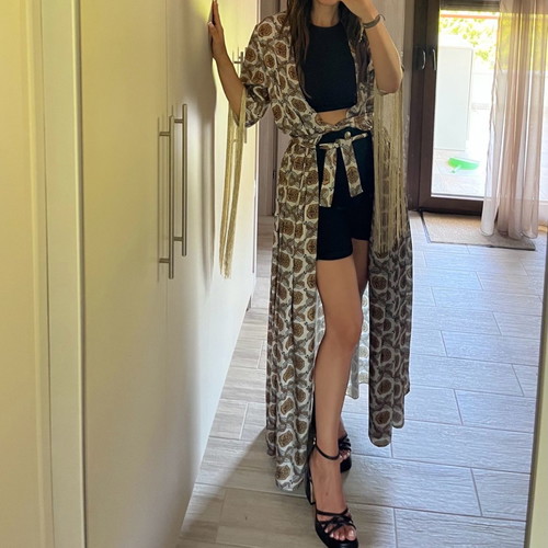 Mya maxi kimono S-M like new, colorful with fringes