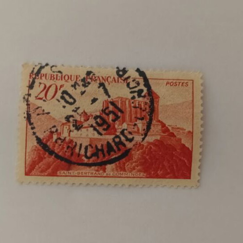 French Stamp 20F Saint-Bertrand 1951 like new