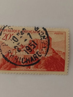 French Stamp 20F Saint-Bertrand 1951 like new