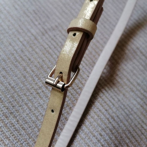 Thin women's belt gold color new, length 94 cm, width 1 cm