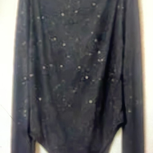 Shein long-sleeve bodysuit with open neckline and rhinestones, black