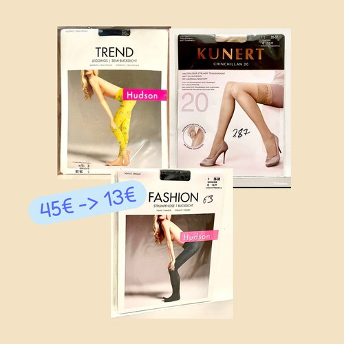 Tights new, pack of 3, black and beige, extra small