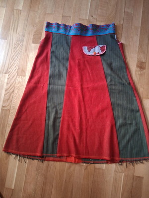 Boho skirt with patchwork in excellent condition, 100% wool