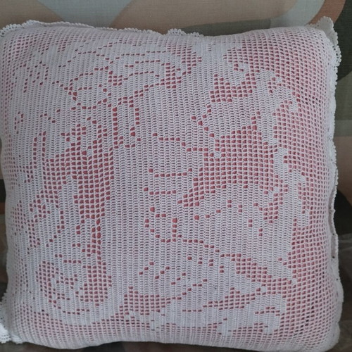 Vintage Handmade Crochet Pillows Set of 2 30x30cm Like New