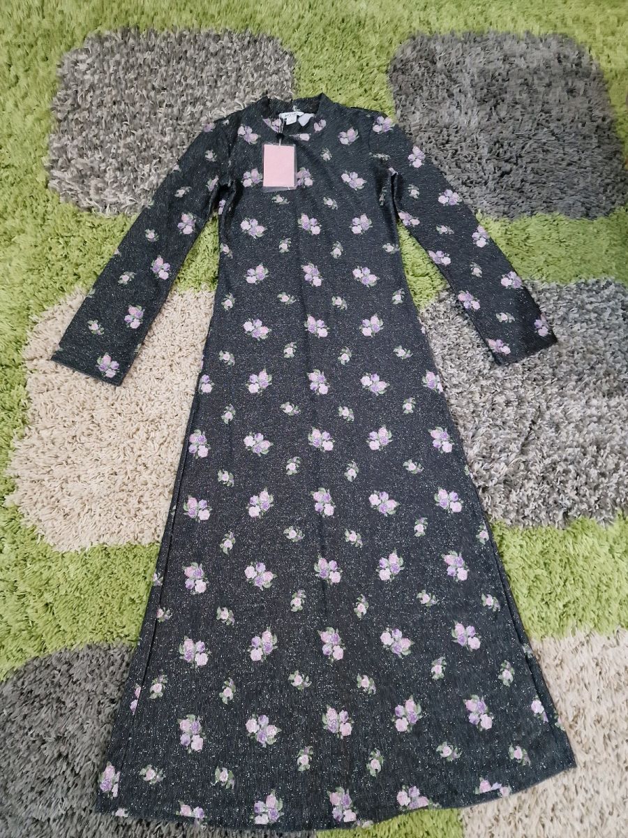 Monki midaxi floral glitter dress Size S 7 00 Vendora