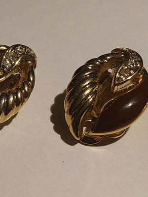 Vintage earrings with clips and brown enamel