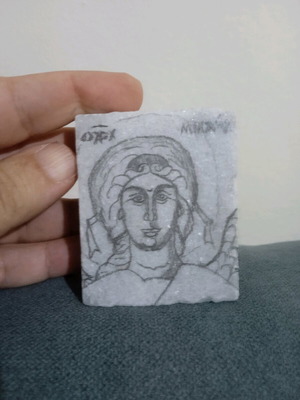 Archangel Michael image pencil drawing on marble new