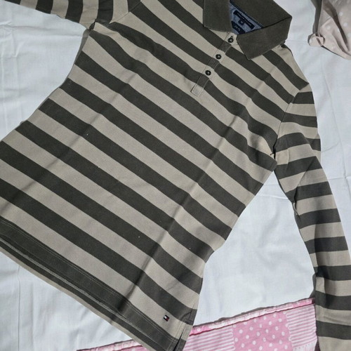 Tommy Hilfiger long-sleeve striped shirt used, size S, beige/brown