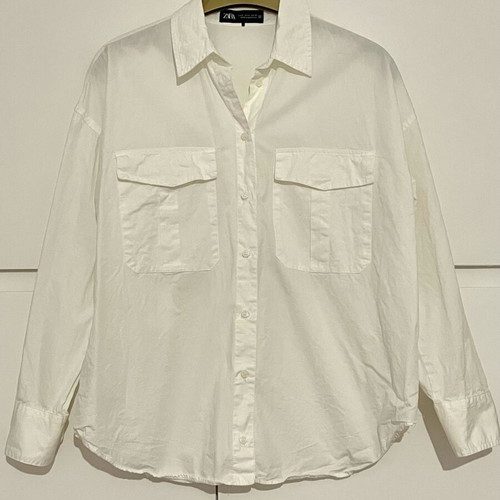 White cotton Zara oversized shirt new, size S