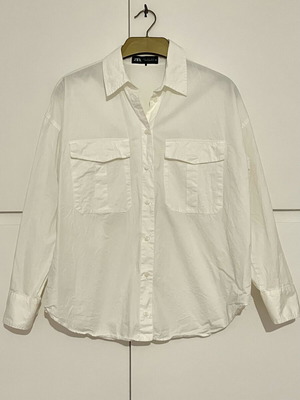 White cotton Zara oversized shirt new, size S