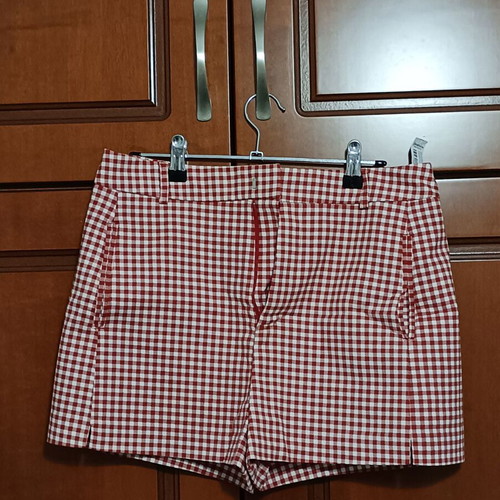 Zara women's shorts with red and white check pattern like new, size M