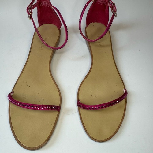 Nine West flat sandals used, fuchsia with crystals, size 38